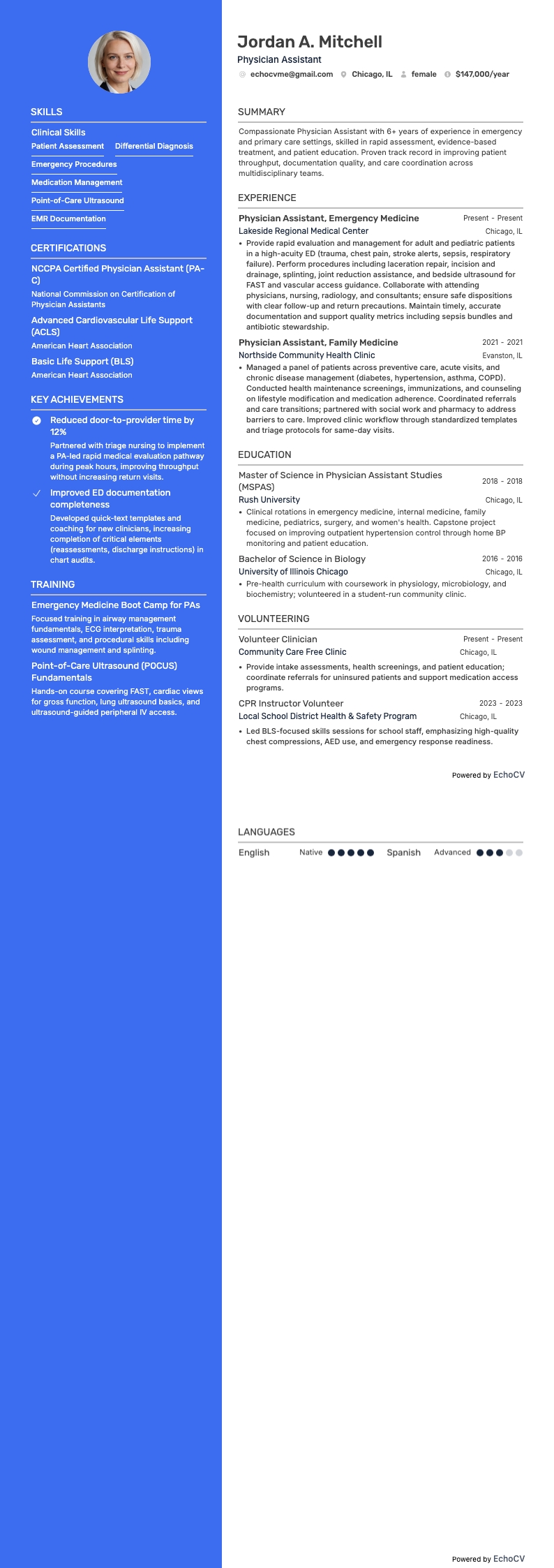 Y tế resume example