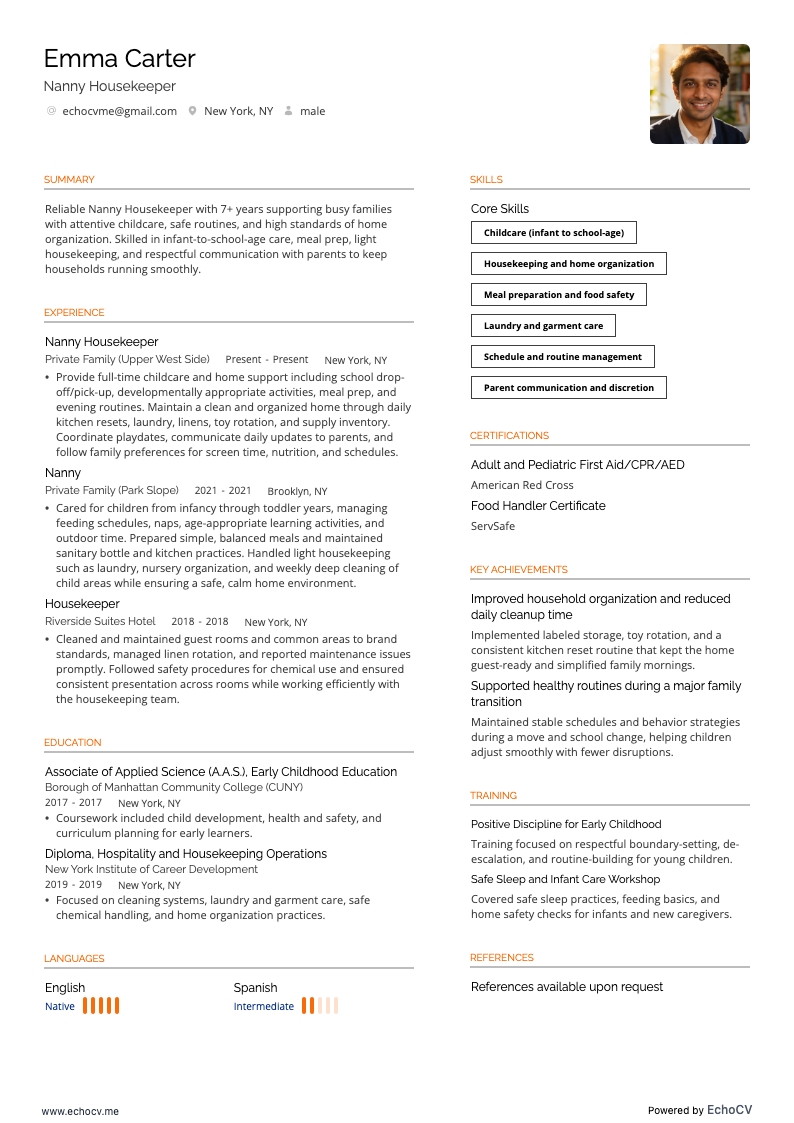 保母 resume example