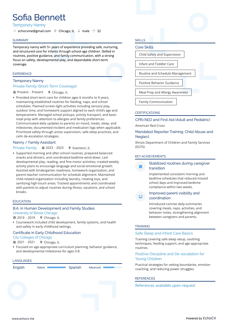 Xem trước đầy đủ Bảo mẫu tạm thời