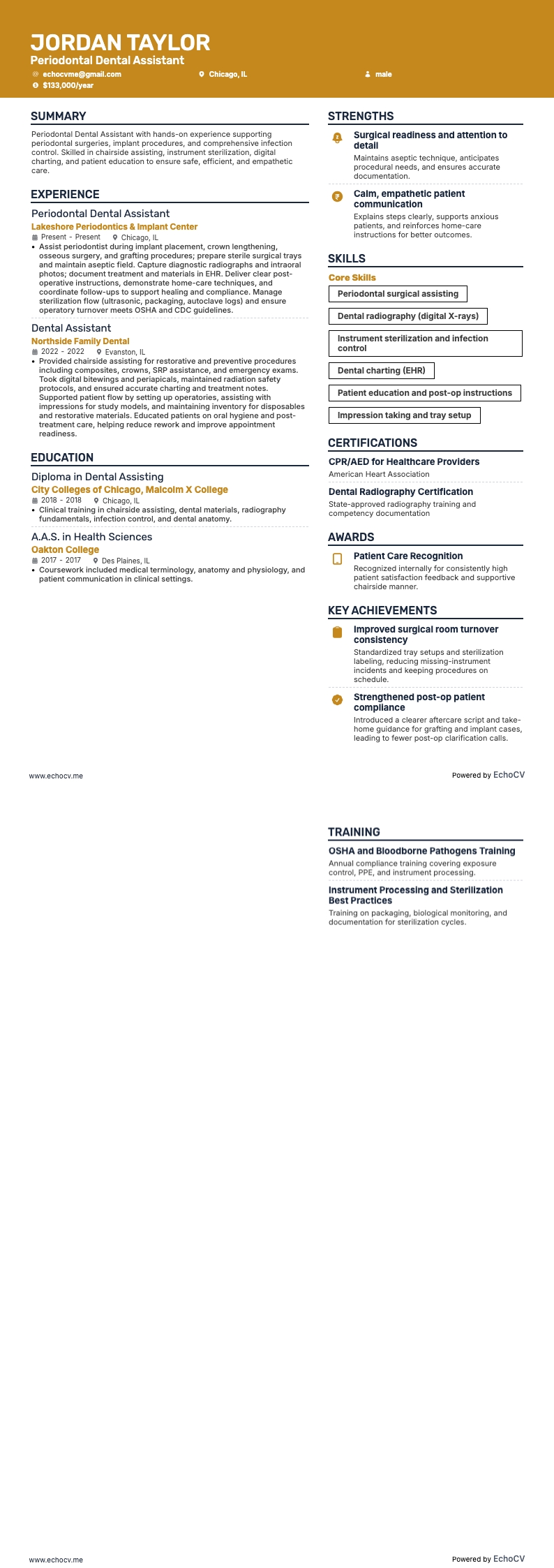 Assistente dentale in parodontologia