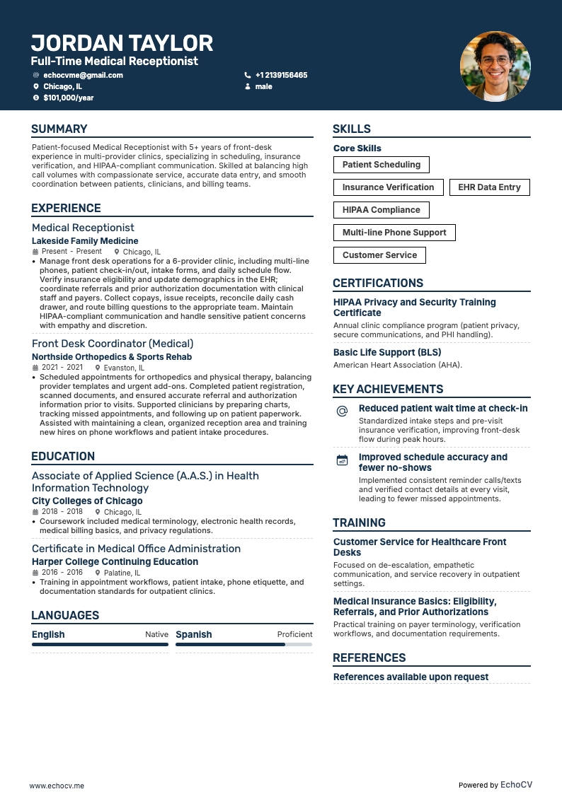 Full-Time Medical Receptionist full preview