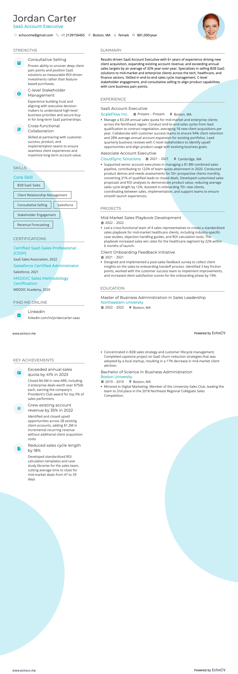 SaaS-Kundenbetreuer example resume