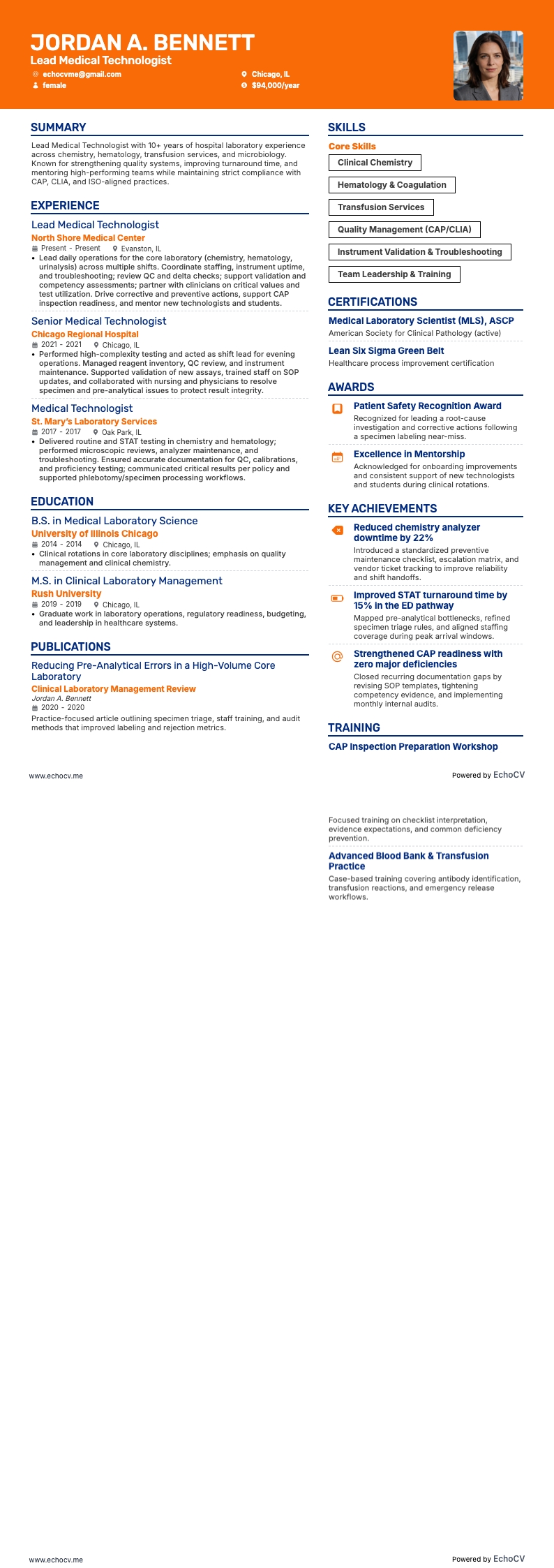 Lead Medical Technologist