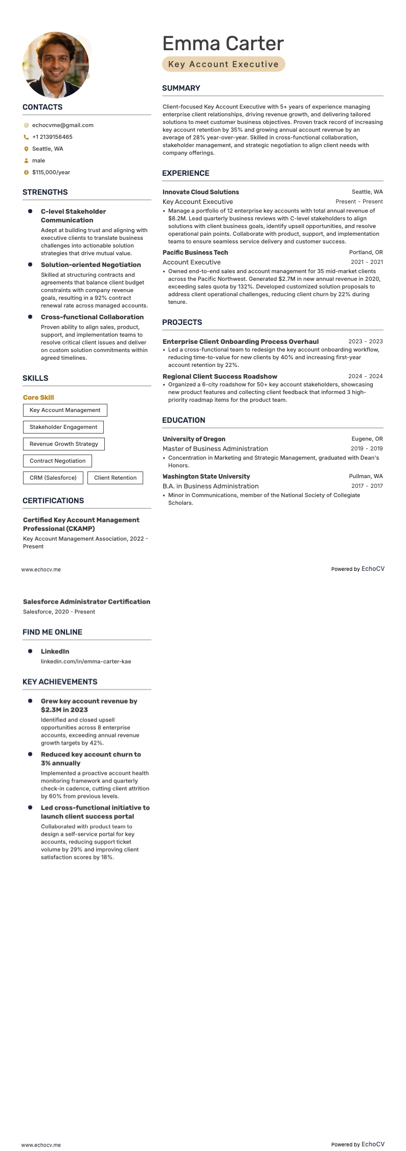 Key-Account-Manager example resume