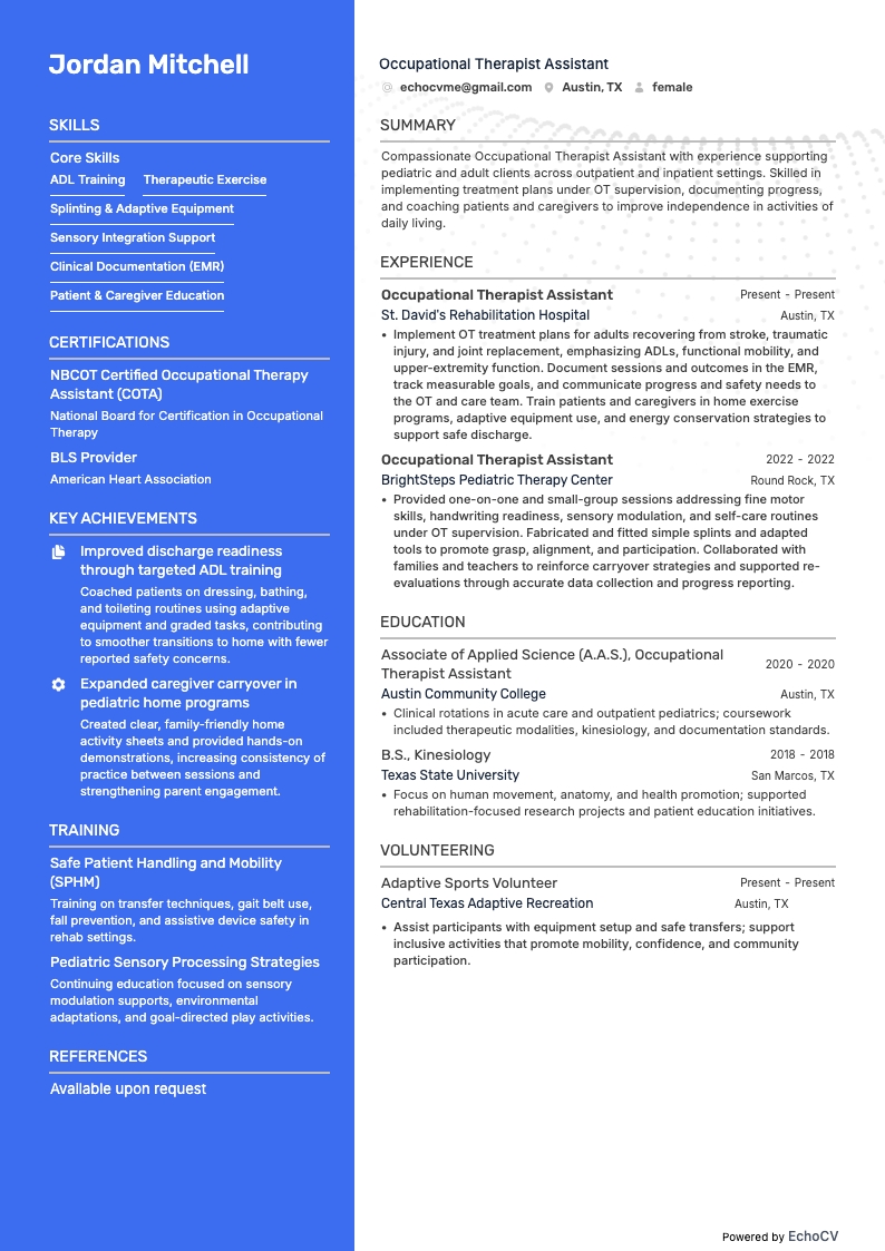 Occupational Therapist Assistant full preview