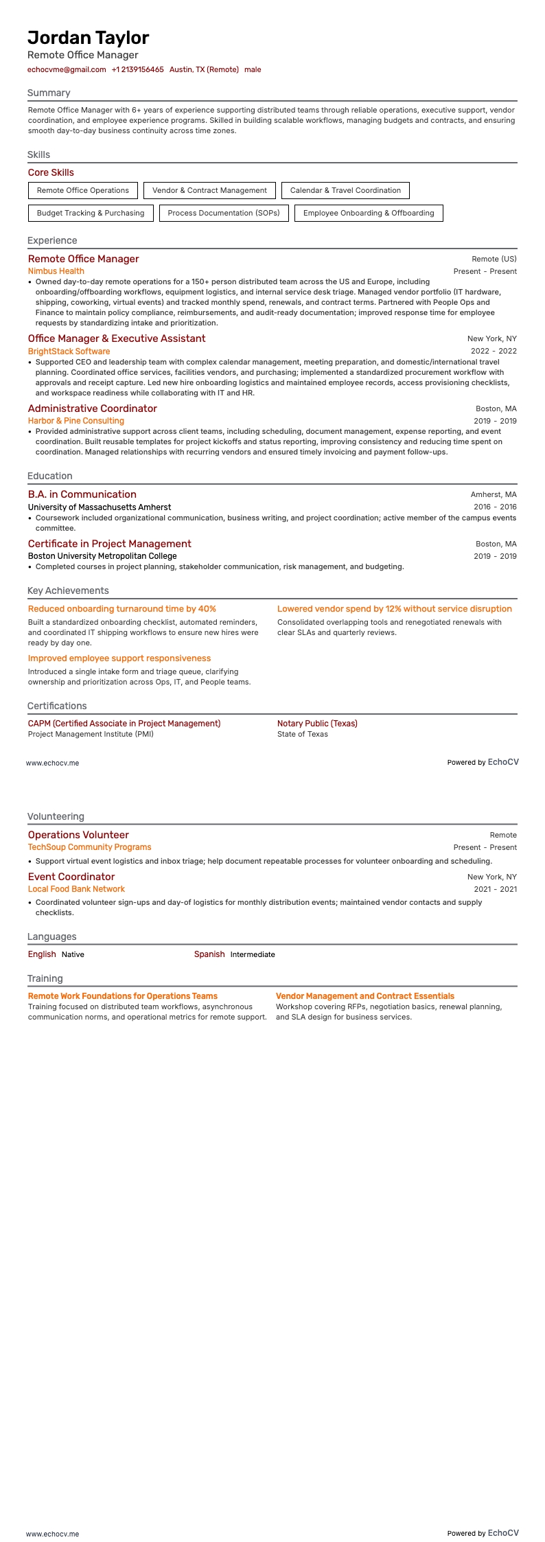 Gerente de Escritório Remoto