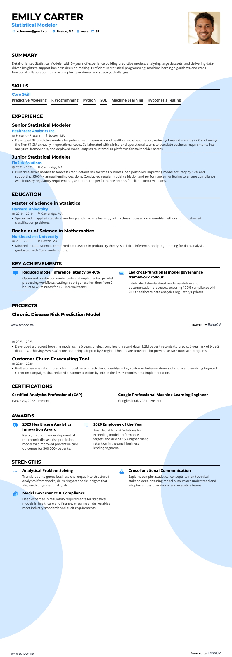 統計モデラー example resume