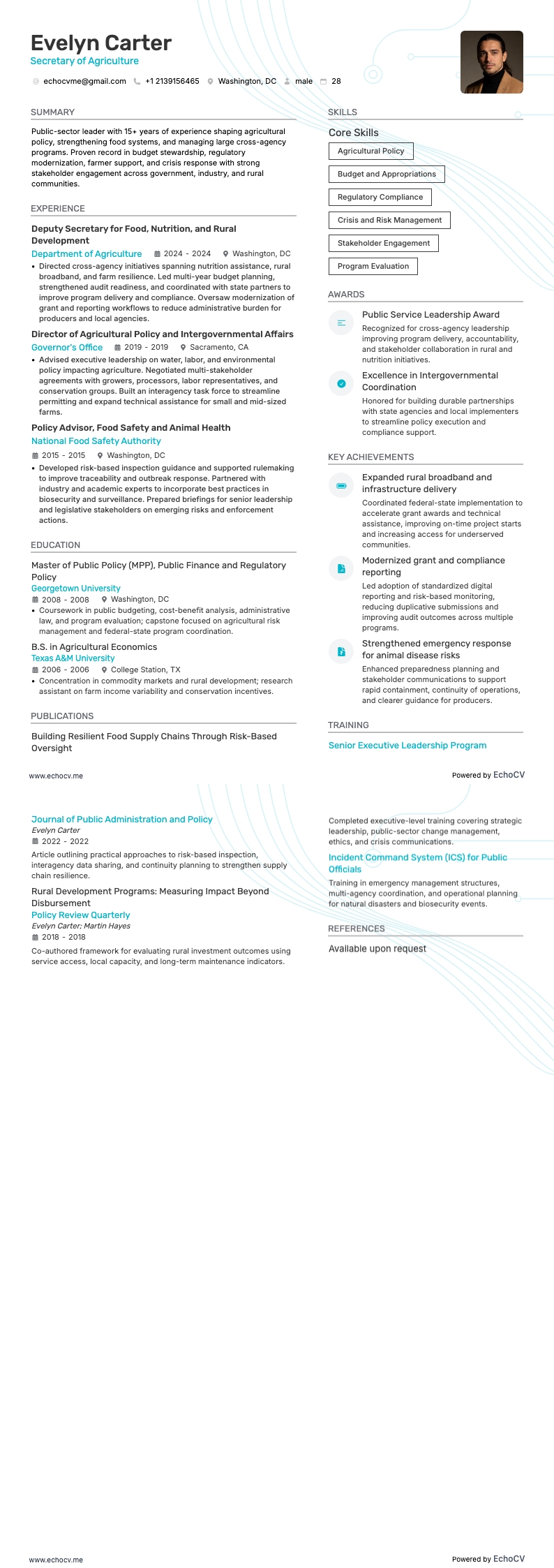 Jordbruksminister example resume