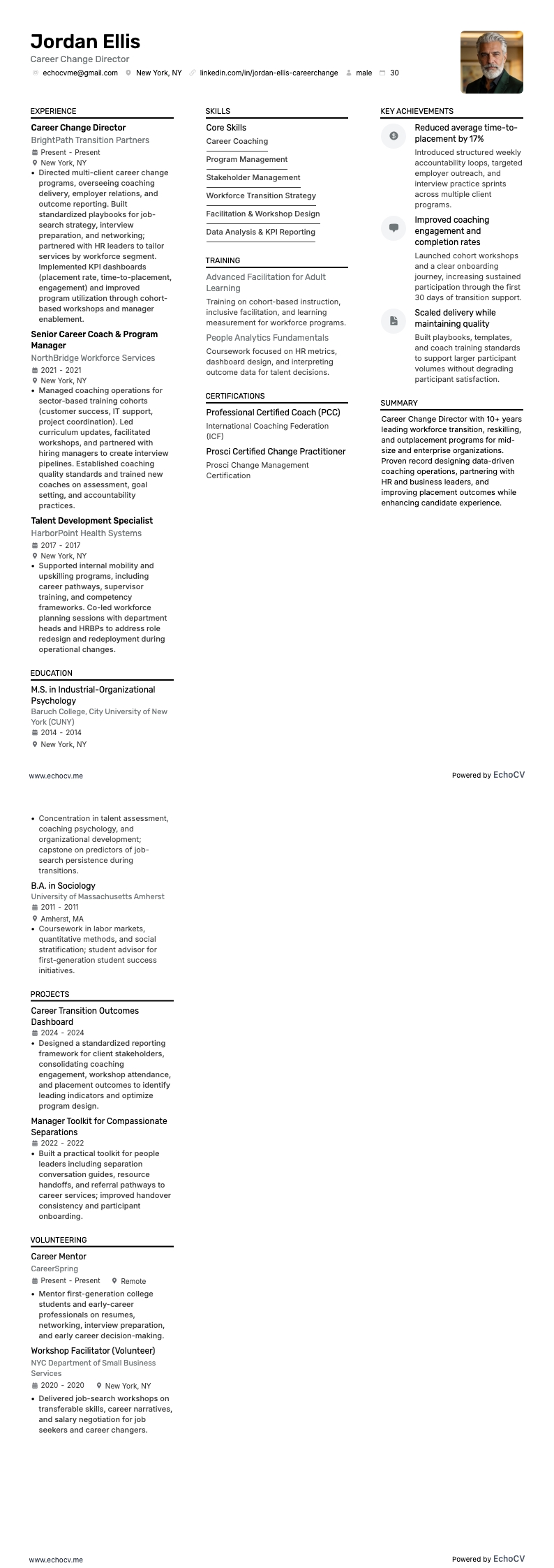 Career Change resume example