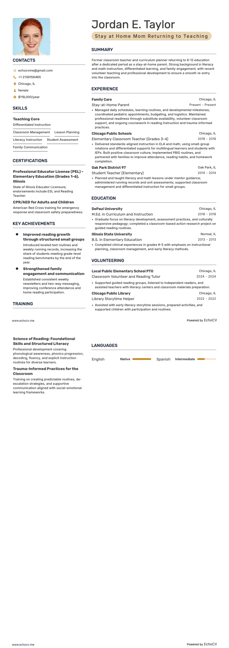 専業主婦 resume example
