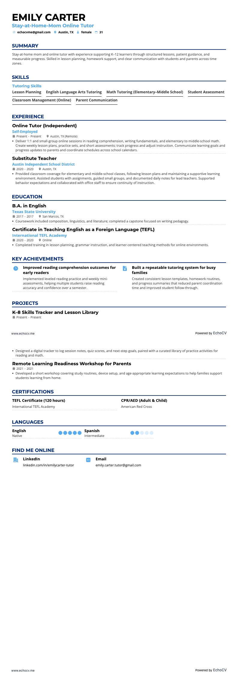 Mamá que se queda en casa resume example