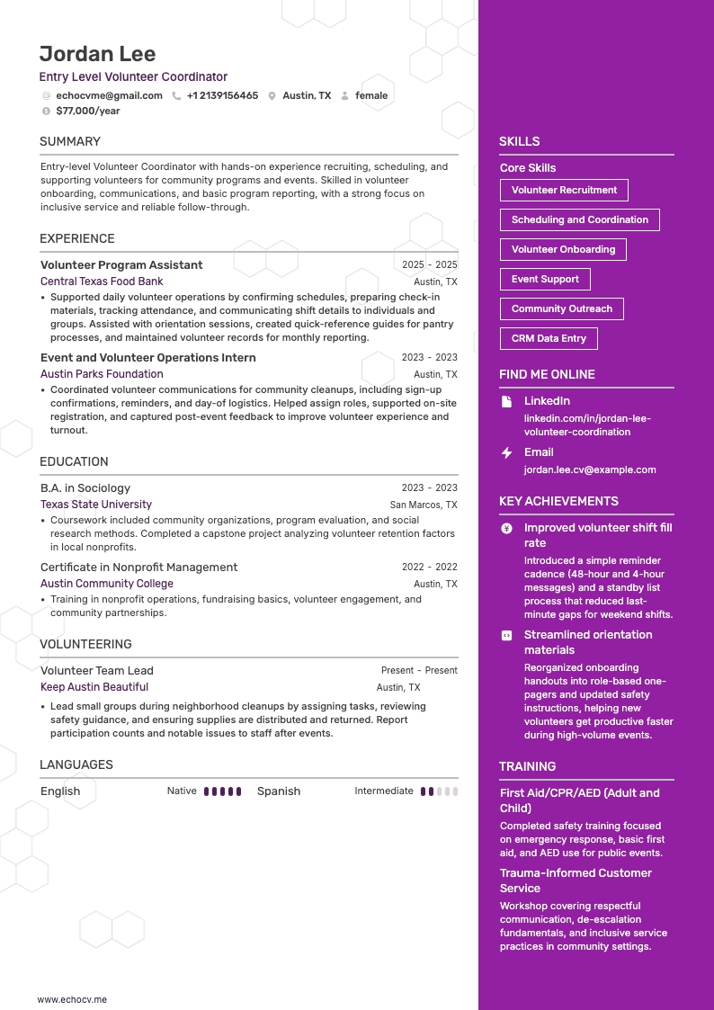 Volunteer-Koordinator/in (Einstiegsposition) Vollvorschau