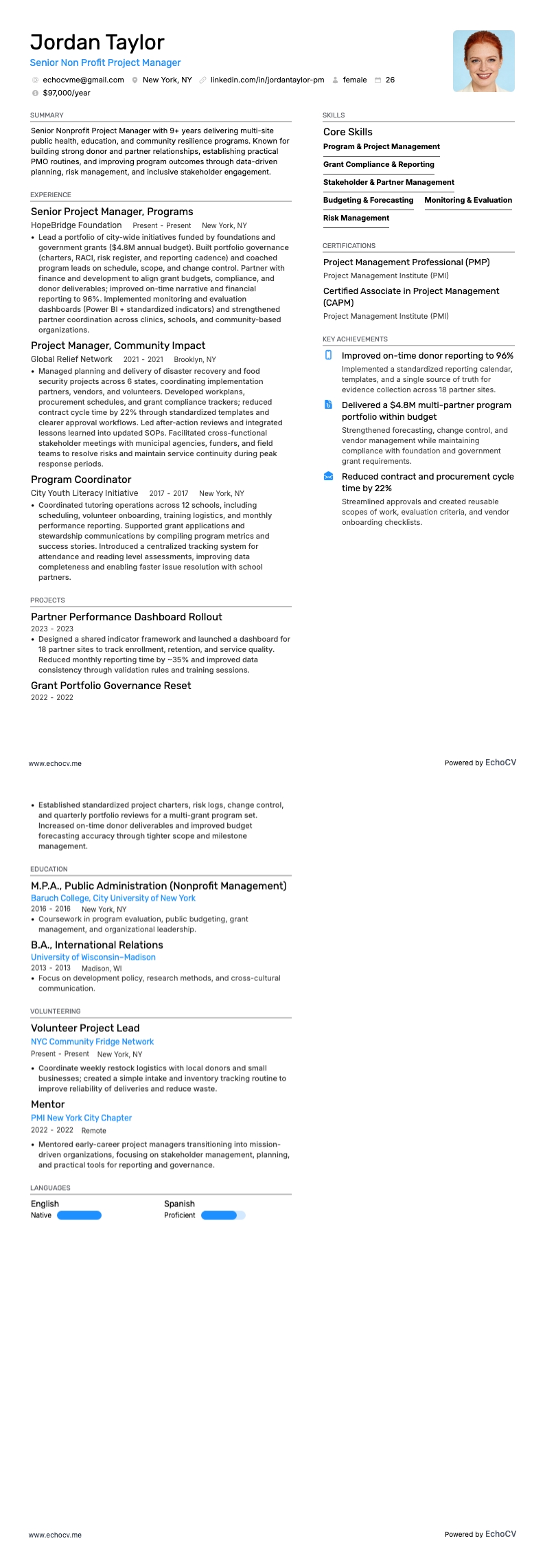 Aperçu complet de Chef de projet senior dans le secteur associatif