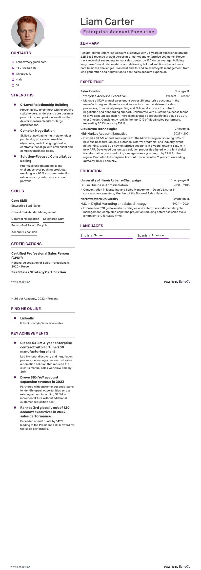 Enterprise-Kundenbetreuer example resume