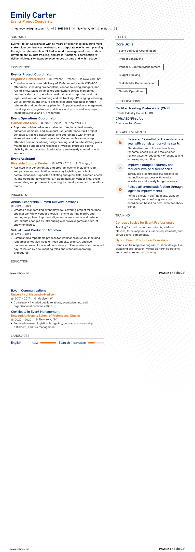 Coordinador de Proyectos de Eventos