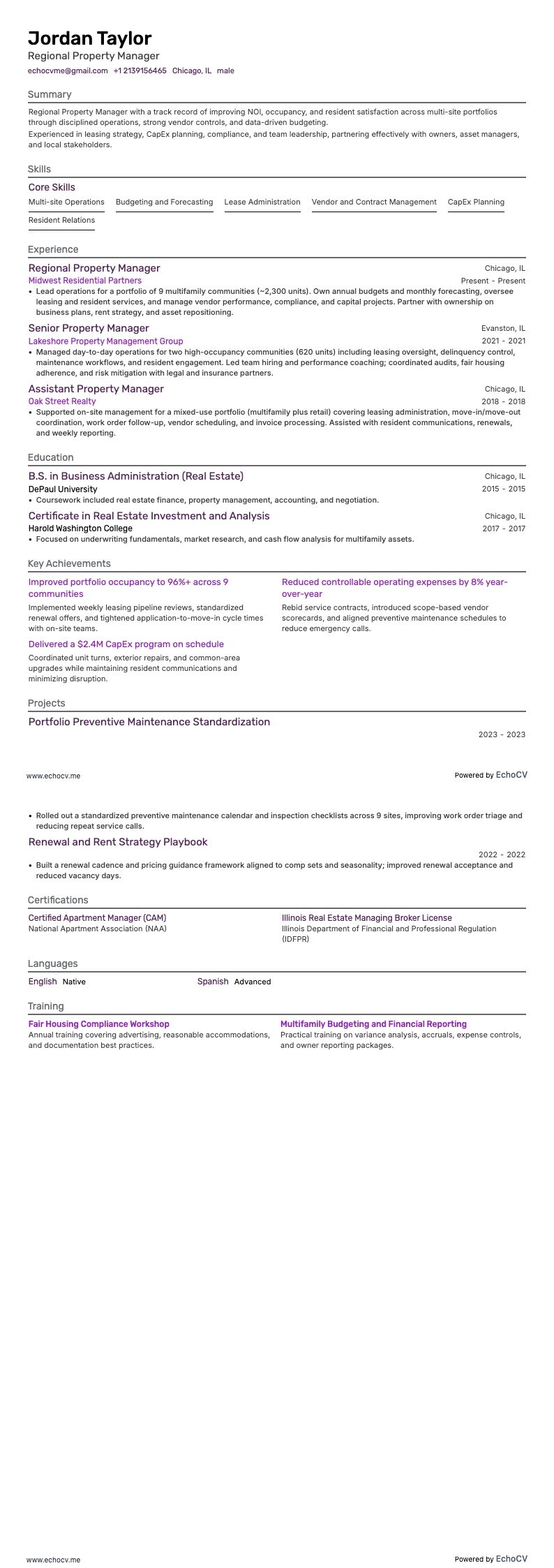 不動産エージェント resume example