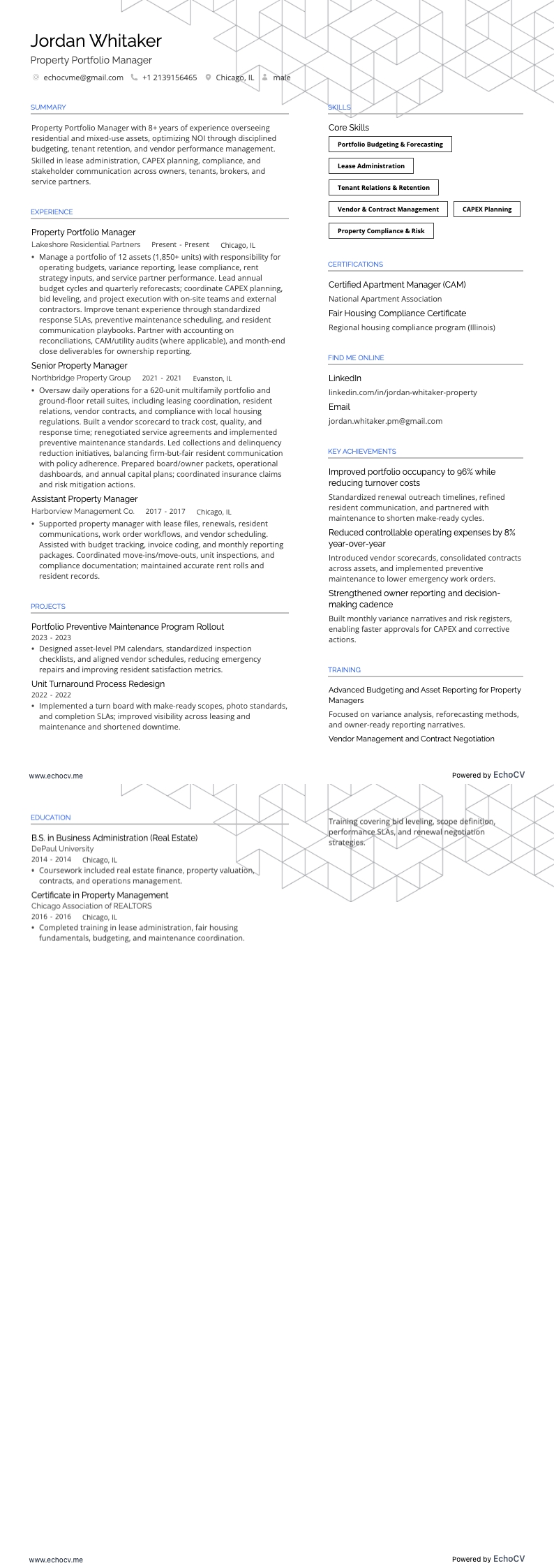 Gerente de Portafolio Inmobiliario