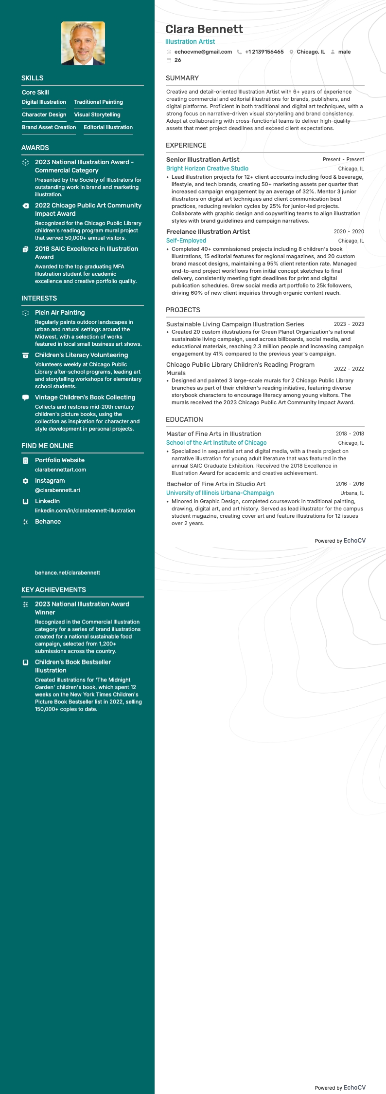 Illustration Artist example resume