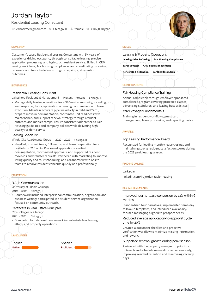 Conseiller en location resume example