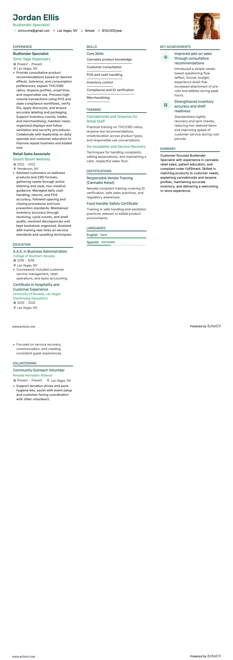 버드텐더 전문가 example resume