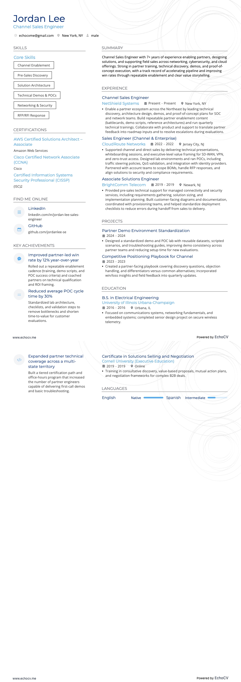 Kỹ sư kinh doanh kênh phân phối example resume