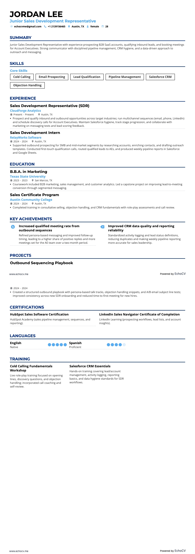 Đại diện phát triển kinh doanh cấp junior