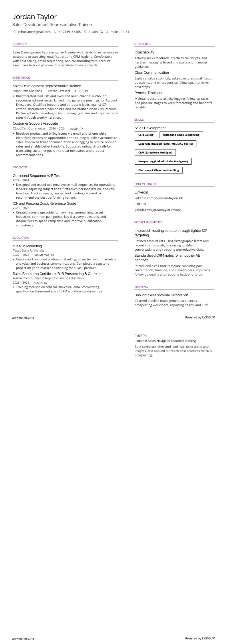 Sales Development Representative Trainee full preview