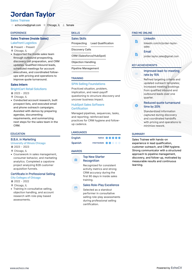 Sales Trainee full preview