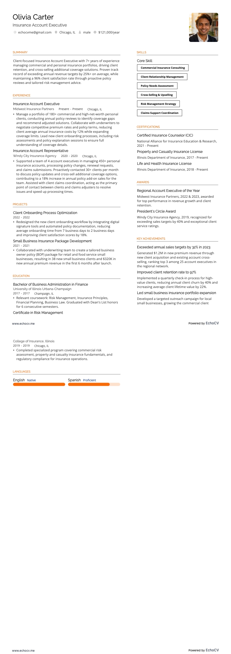 Kundenbetreuer Versicherungen example resume