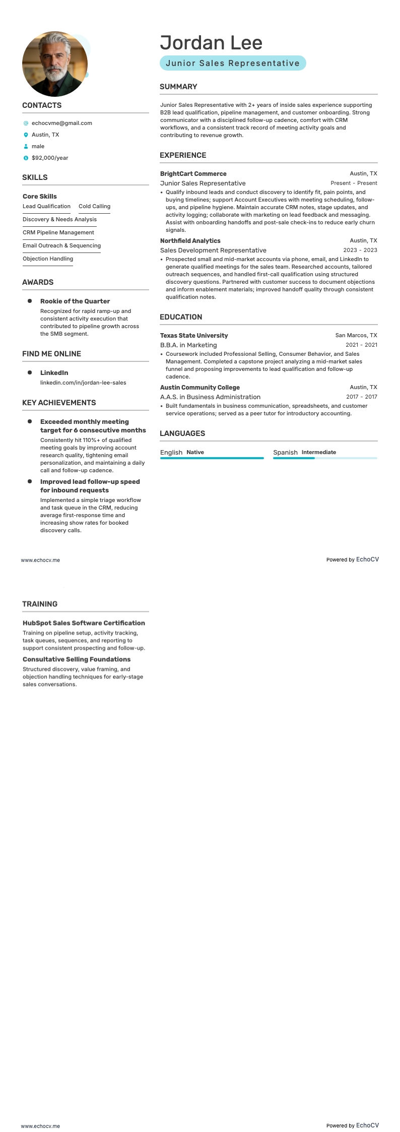 Junior Sales Representative full preview