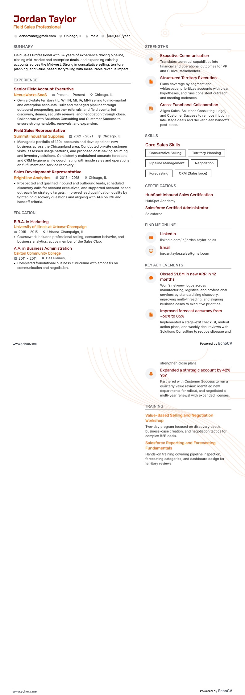 Professionista delle vendite sul campo