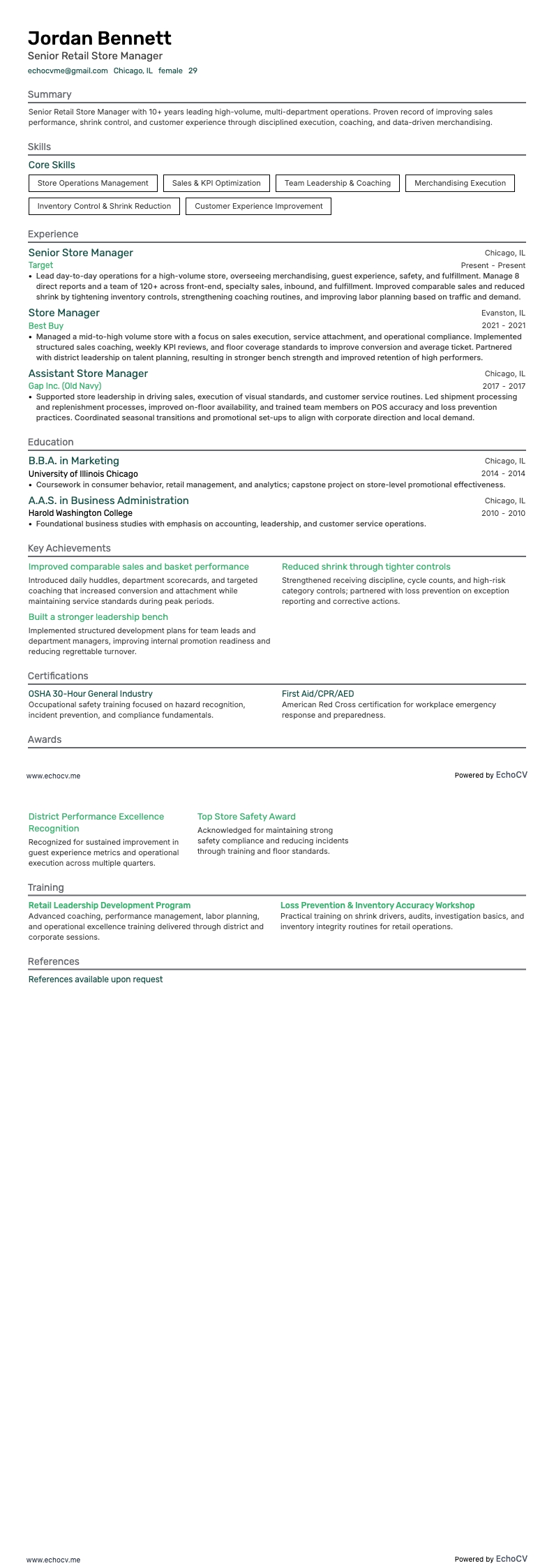 Senior Retail Store Manager full preview