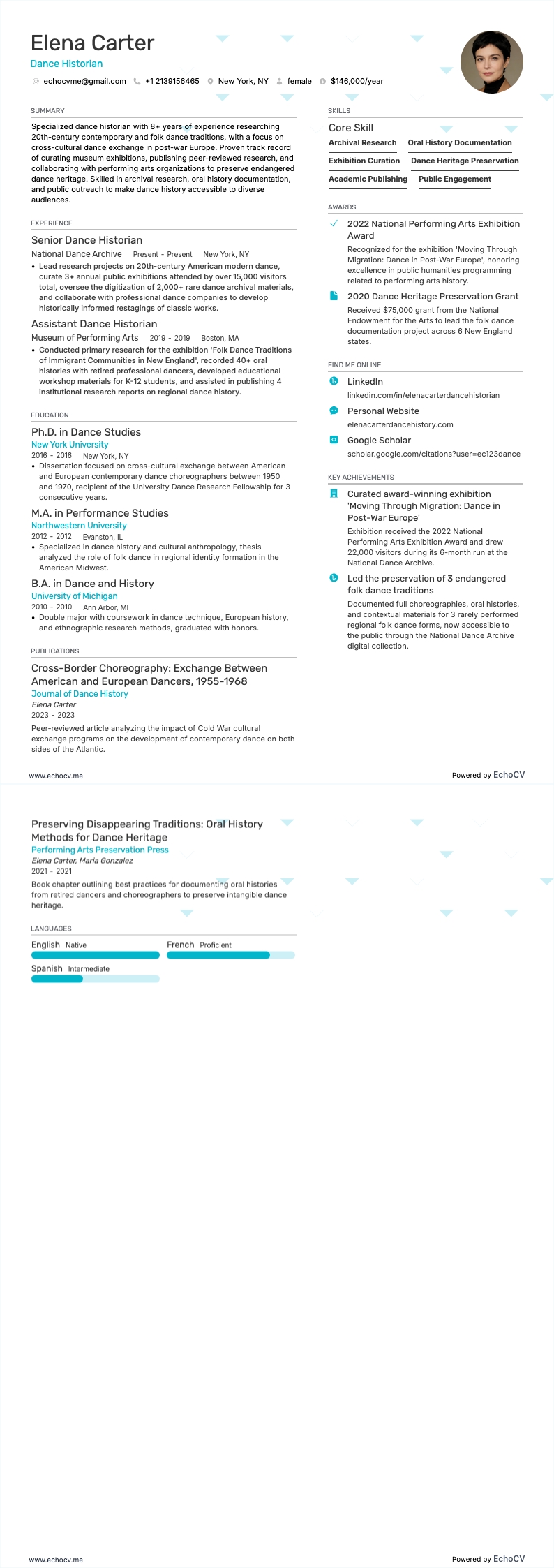 Historiador da dança example resume