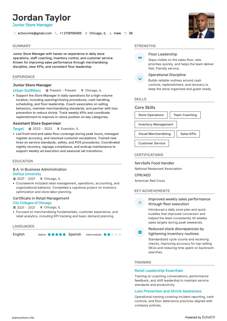 Junior Store Manager full preview