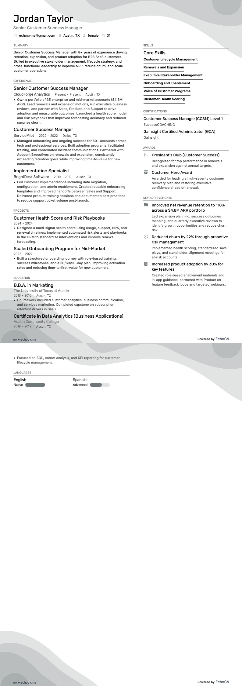 Senior Customer Success Manager full preview