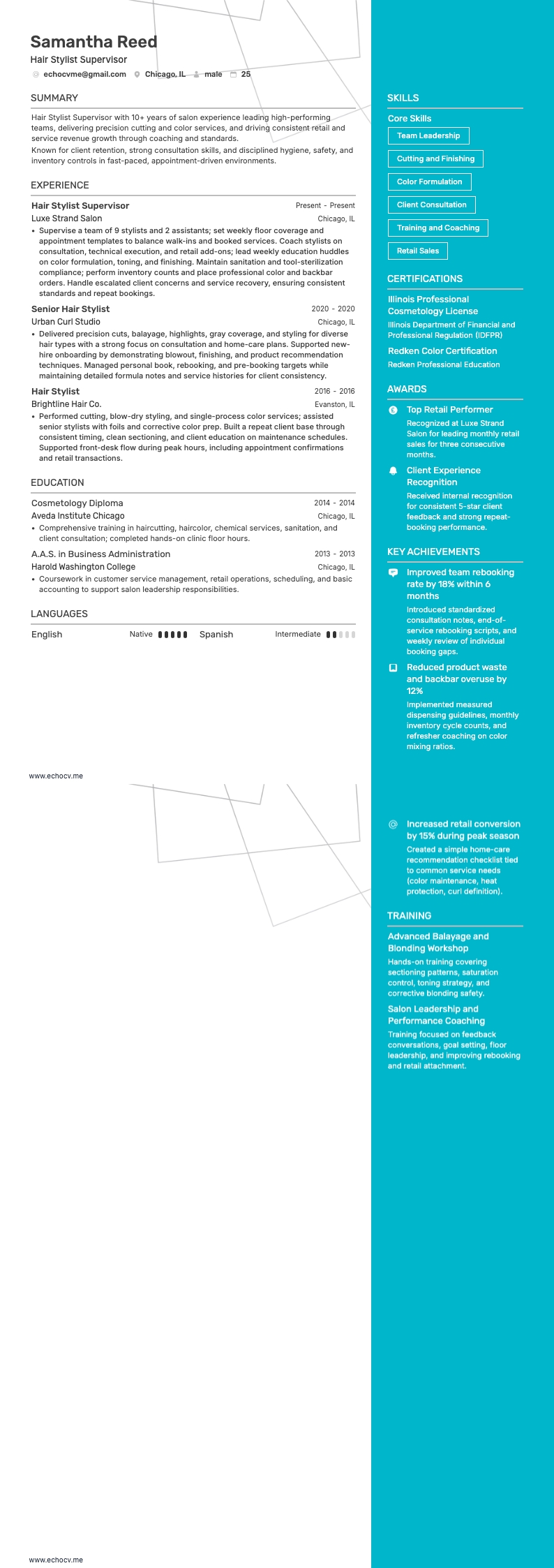 Arbetsledare för hårstylister