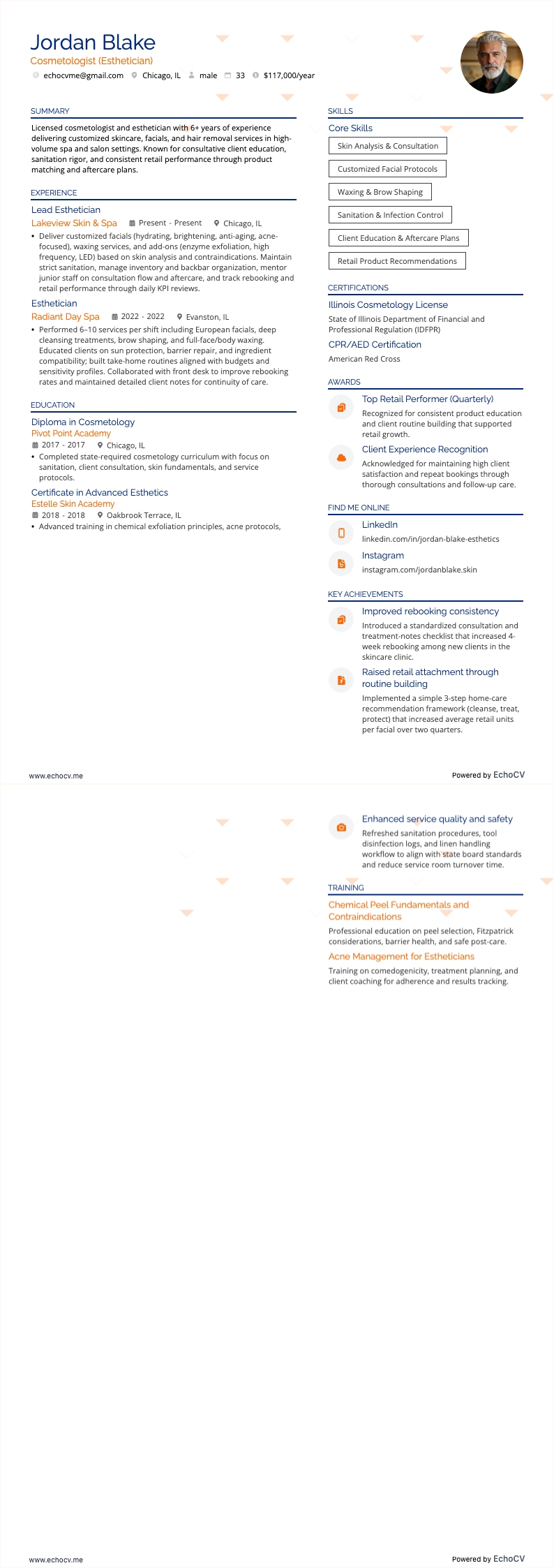 美容师 resume example