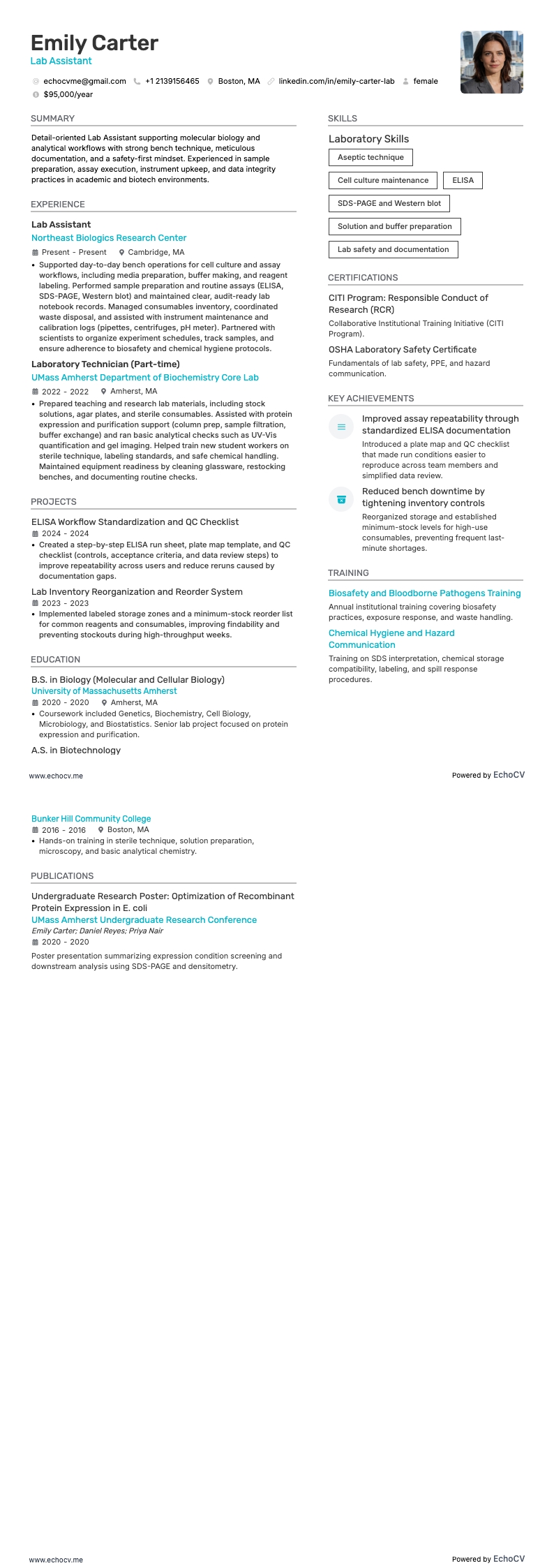 Nhà khoa học resume example