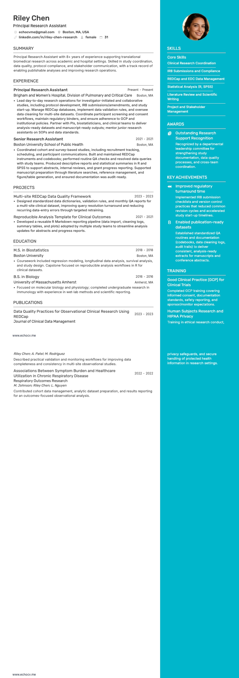 Prévia completa de Assistente principal de pesquisa