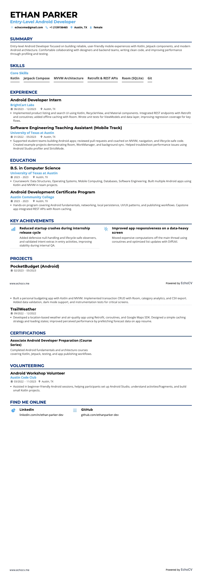 Androidutvecklare på ingångsnivå full förhandsvisning
