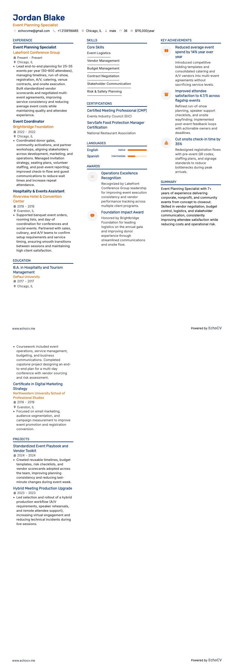 Event Planning Specialist full preview