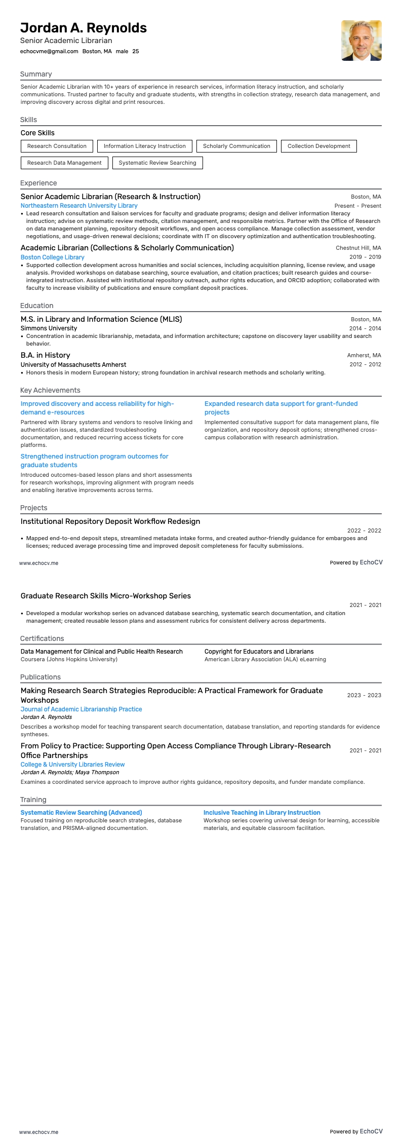 Accademico resume example