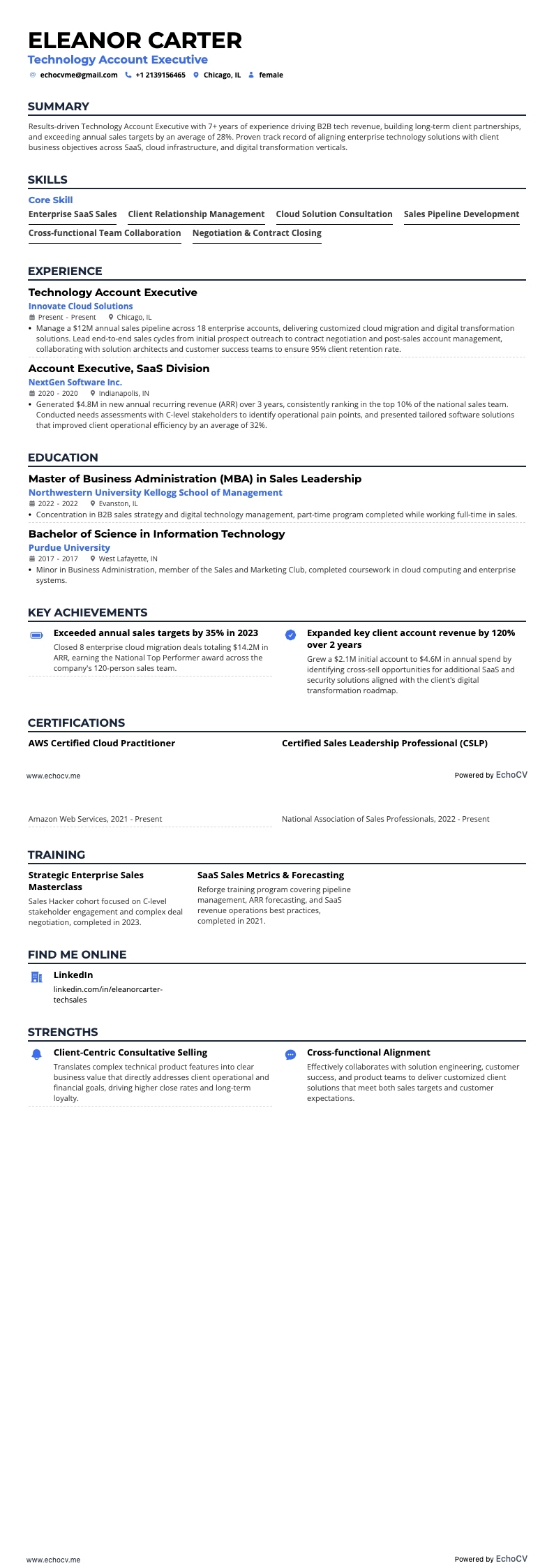 Kundenbetreuer Technologie example resume