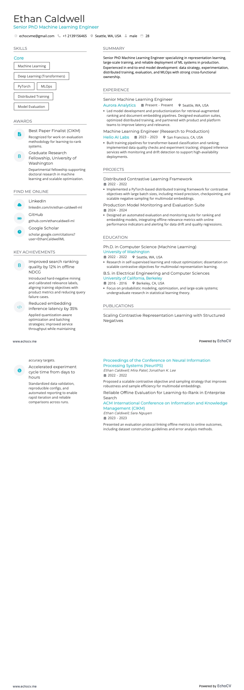 Ingegnere senior di machine learning con dottorato