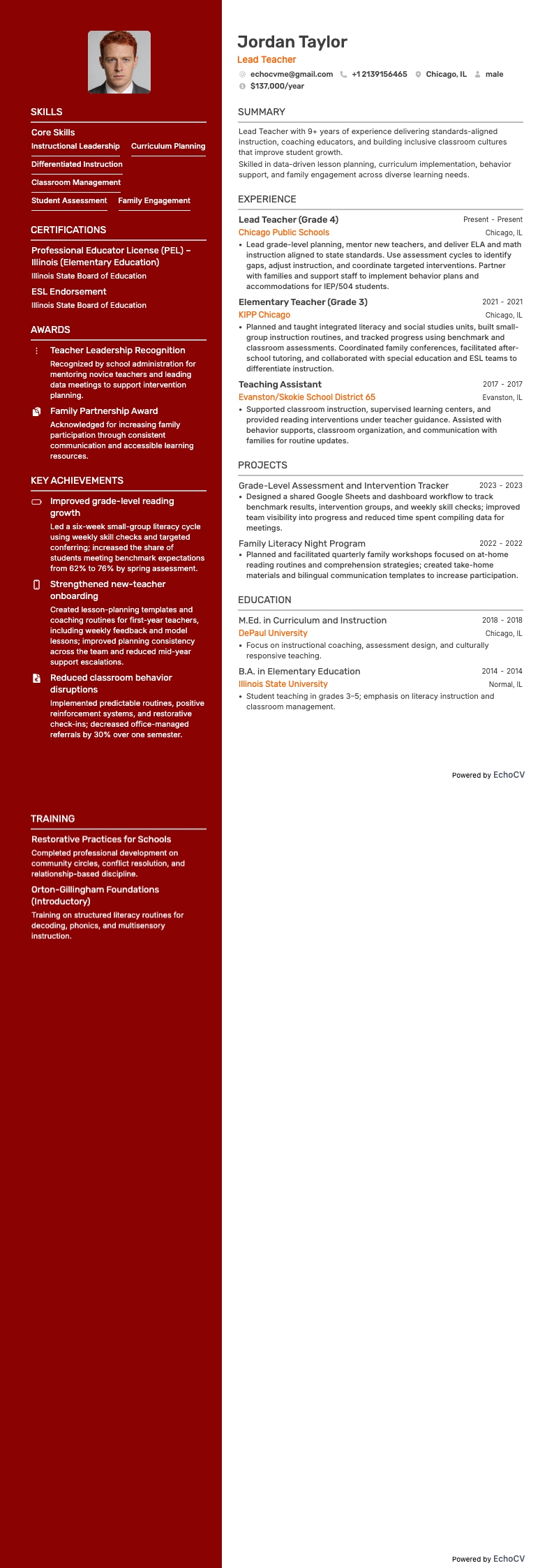 Hoofddocent example resume