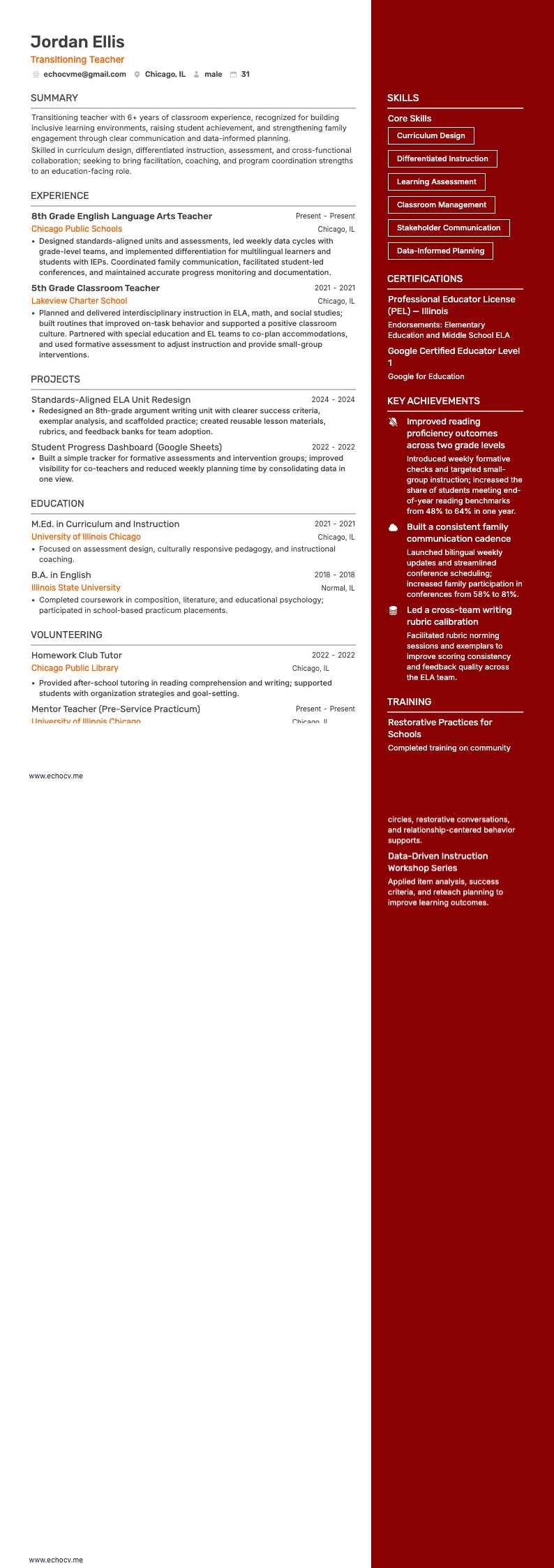 Docent in carrièreswitch example resume