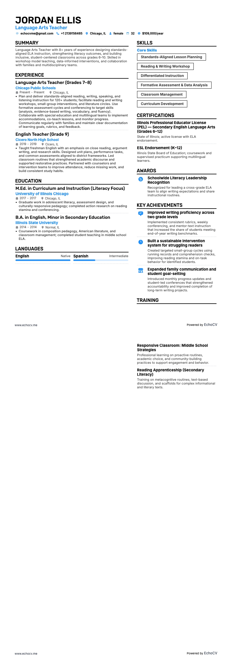 Docent taal example resume