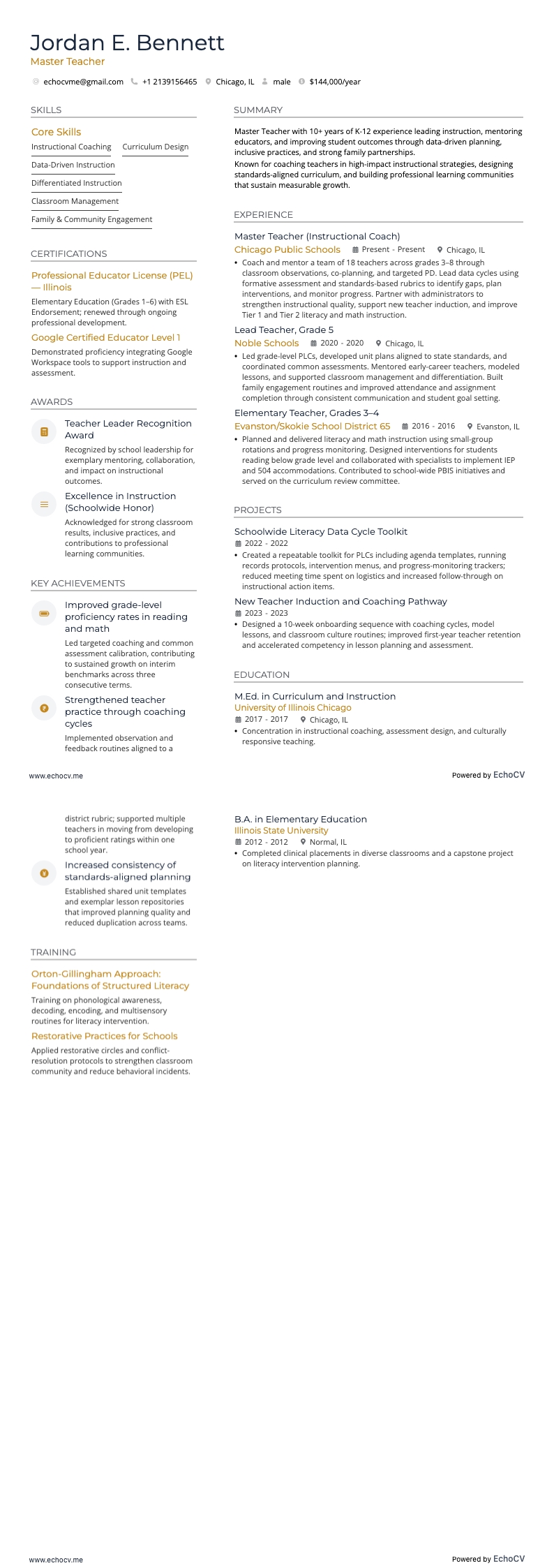 Masterdocent example resume