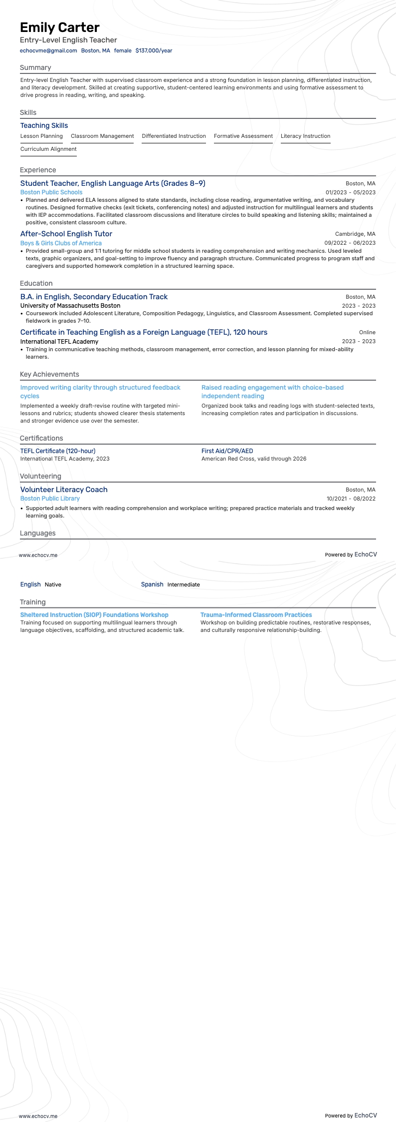 Engelsklärare på ingångsnivå