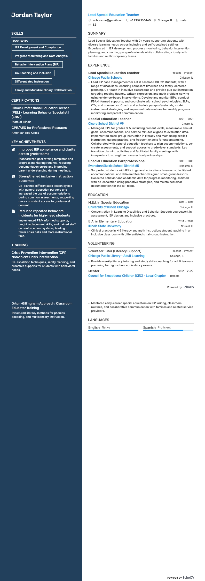 Lead Special Education Teacher full preview